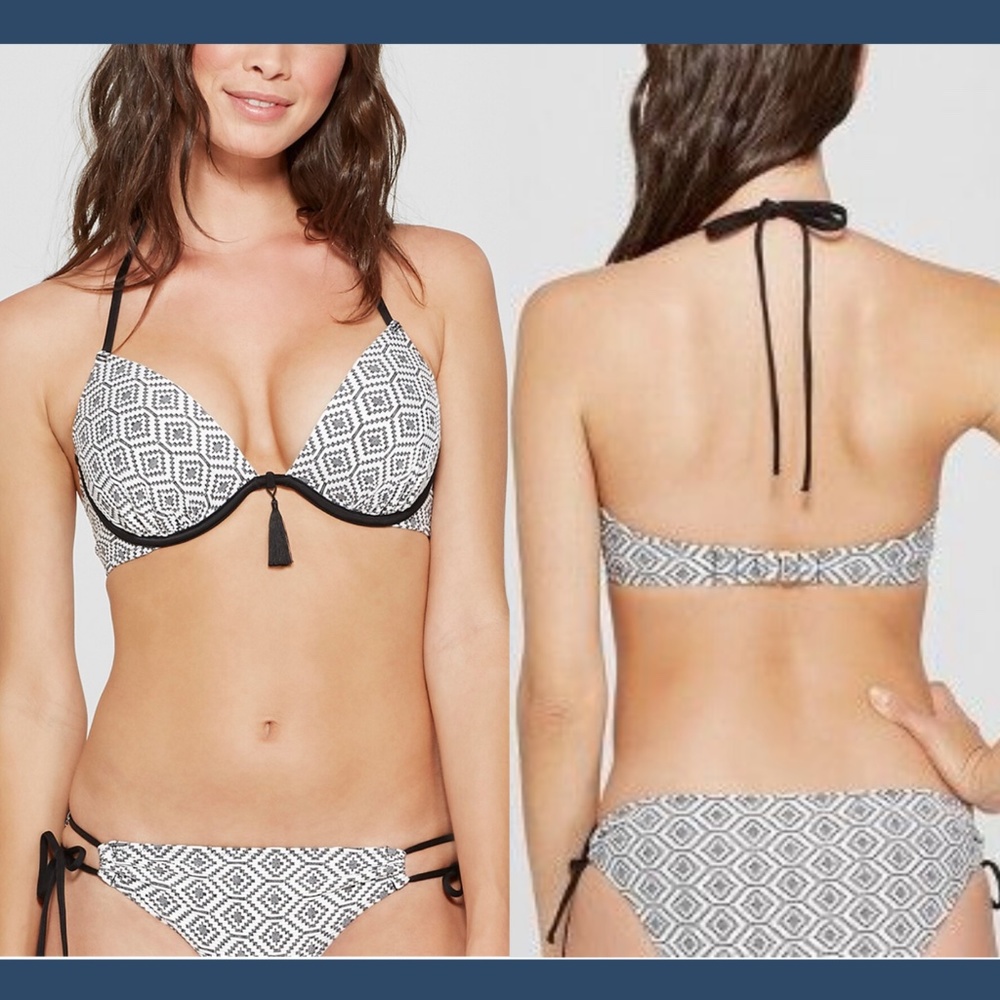 NEW $30 Shade & Shore Light Lift Geo Textured Bikini‎ Top [ SZ 34D ]